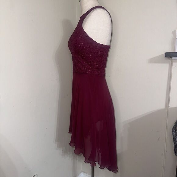 Speechless Prom Hi-Low Open Back A-Line Lace Sparkle Dress Burgundy Sz 9 EUC - Picture 5 of 16